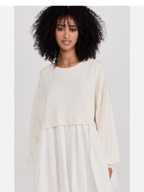 Free People INSPIREDEleanor Sweatshirt Tunic Dress Long Sleeve Oversized Ivory